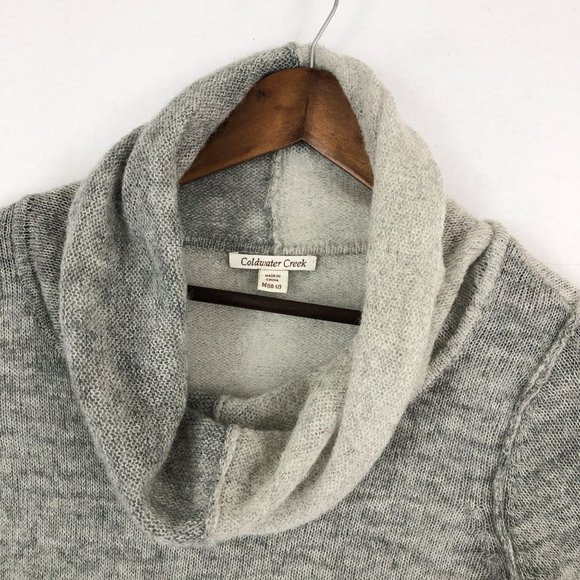 Coldwater Creek Women's Size Medium Grey Wool Blend Cowl Neck Knit Sweater - Picture 2 of 9